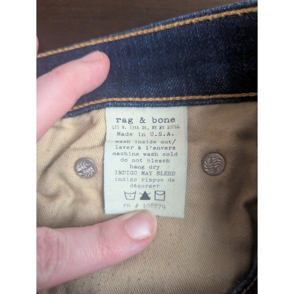 Rag & Bone Jeans Womens 26‎ Blue Dark Wash Skinny Jeans Kensington Low Rise - Picture 12 of 15